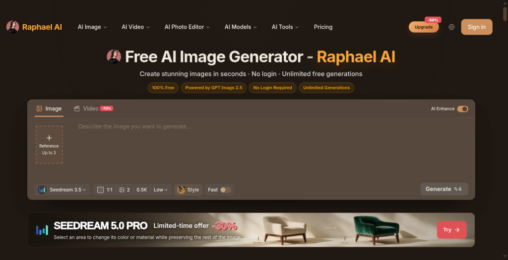 Raphael AI homepage preview